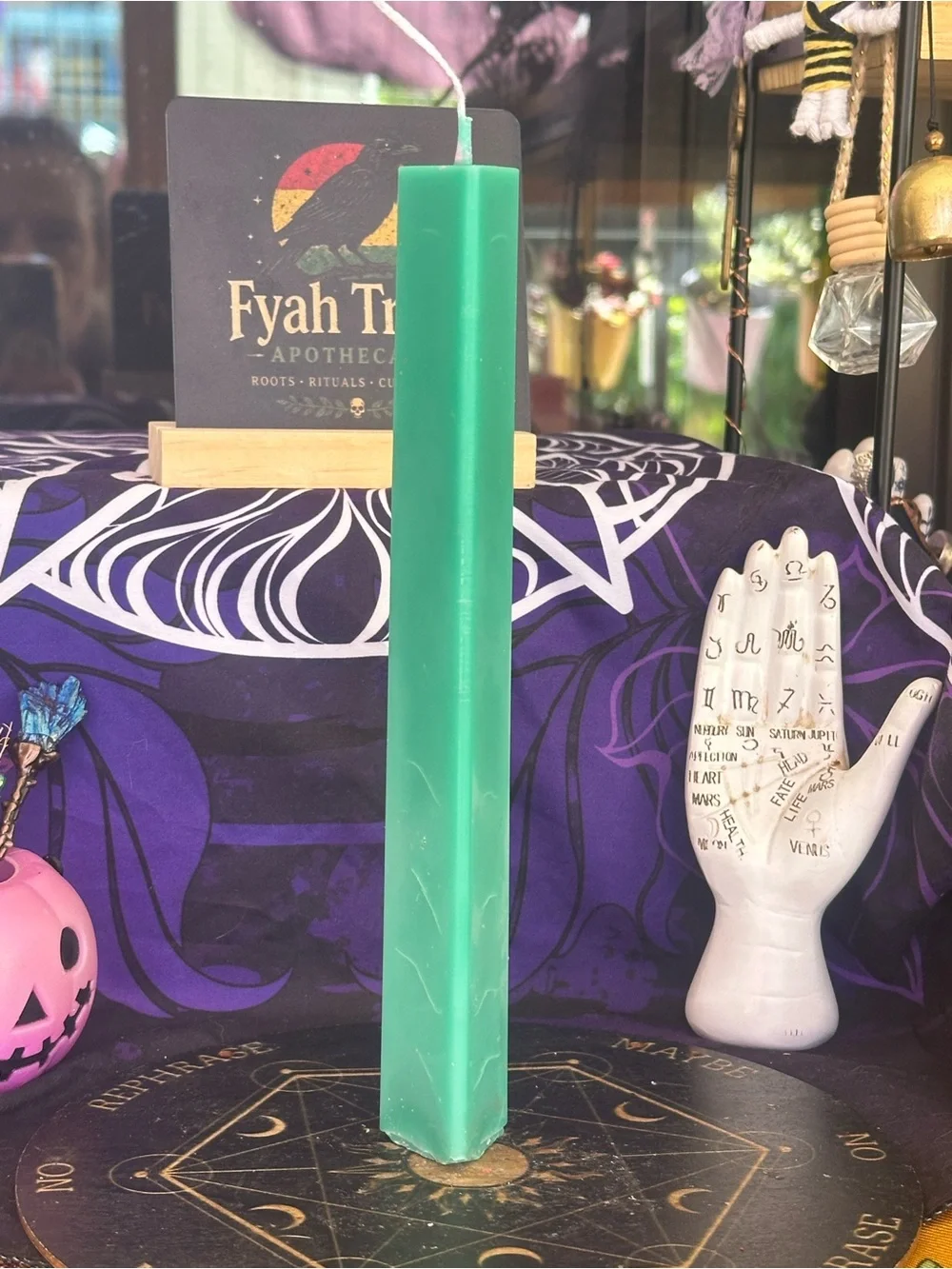 Turquoise Triangle Column Candle